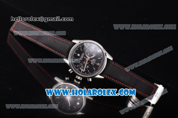Tag Heuer Carrera Calibre 18 Chronograph Miyota Quartz Steel Case with Black Dial and Silver Stick Markers - Click Image to Close